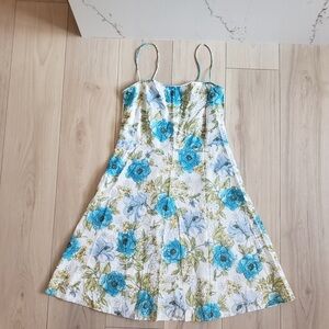 TJ USA Dress Womens L Blue Spaghetti Straps A Line